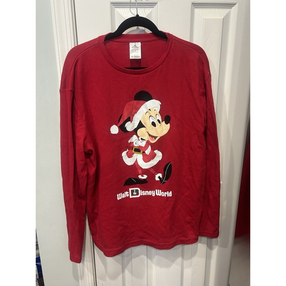Disney Parks Mickey Mouse Santa Red Festive Thermal Very Merry Christmas party